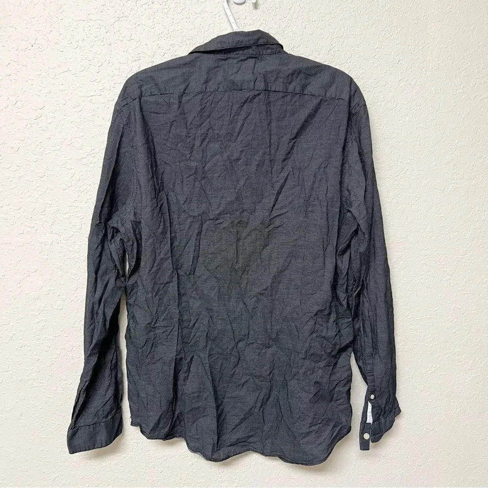 John Varvatos USA Luxe Men's Black Print Long Sleeve Button Down Shirt Size XL
